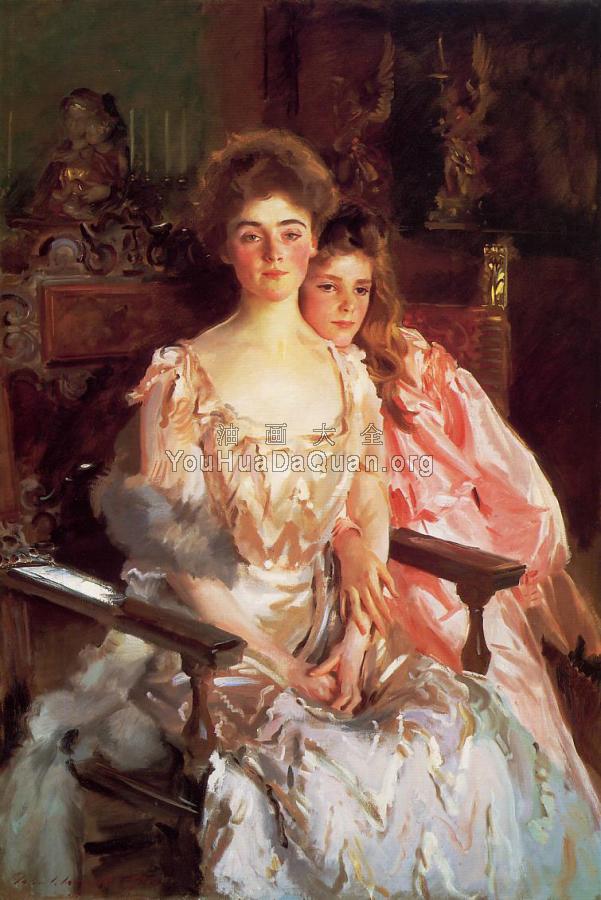 Mrs. Fiske Warren and Her Daughter Rachel - 约翰·辛格·萨金特